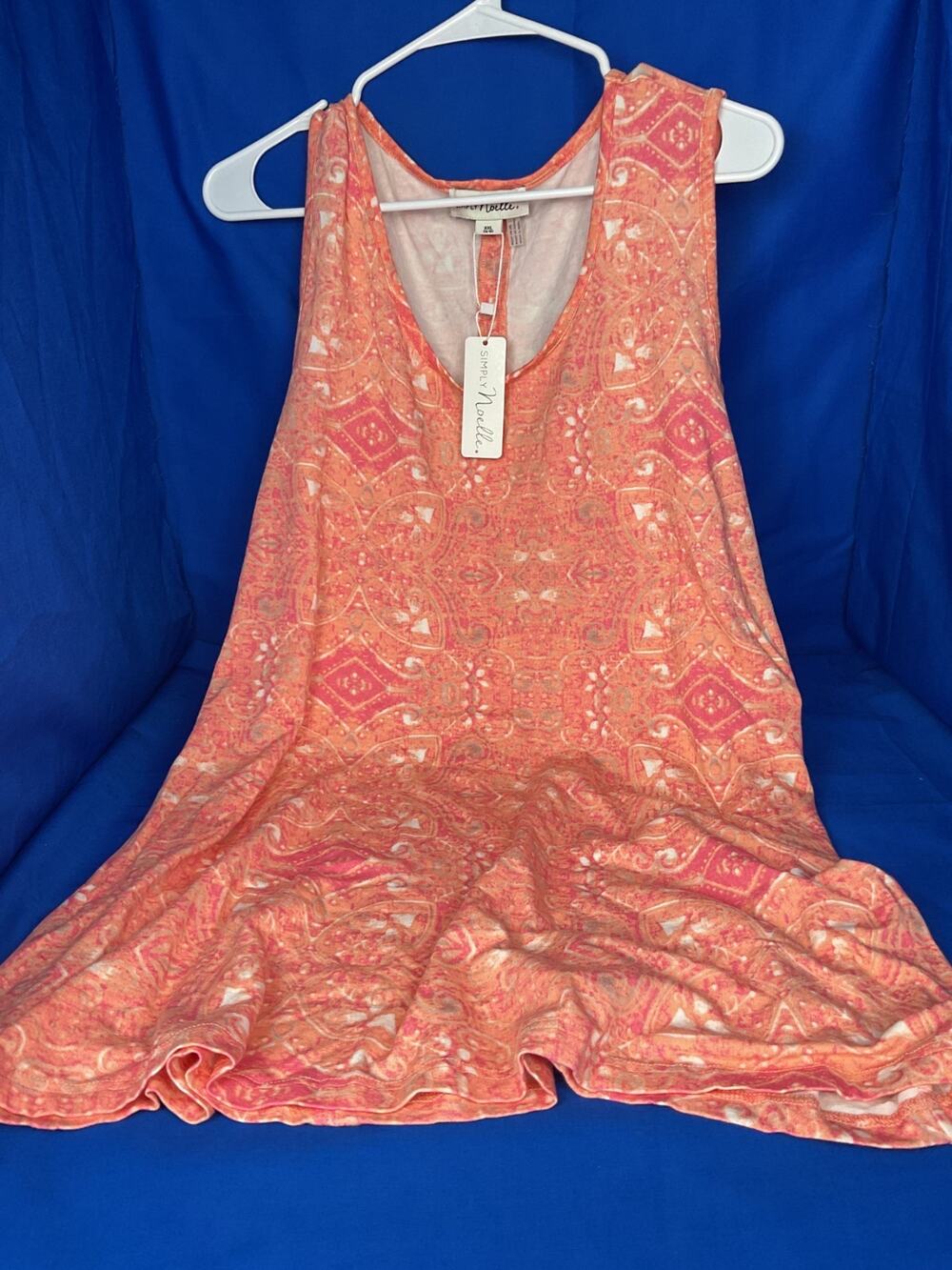 Simply Noelle White Sequin Mesh Overlay Tunic Tank Top Women’s Size XXL NWT